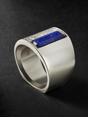 18-Karat White Gold, Lapis Lazuli and Diamond Ring