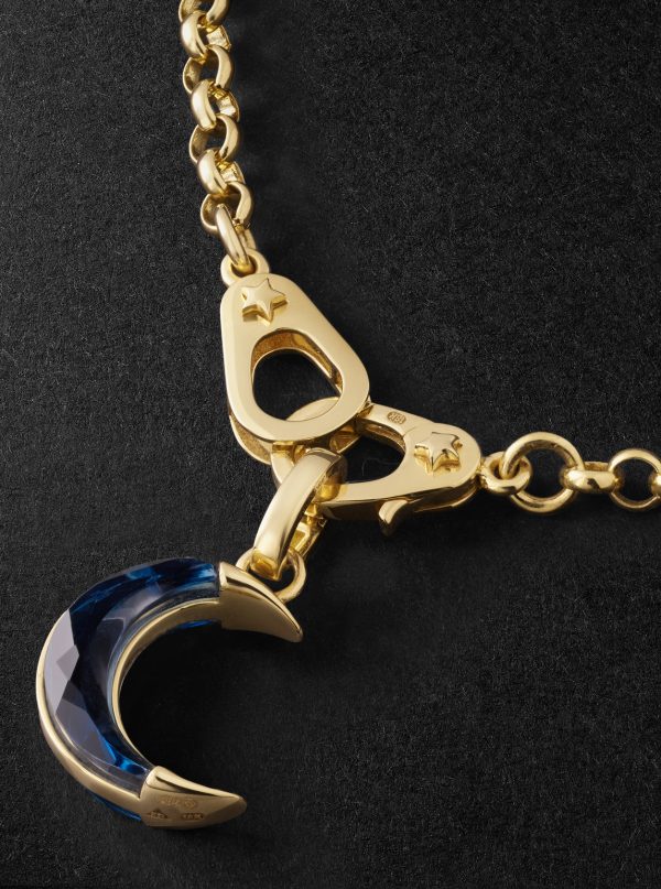 Crescent 18-Karat Gold Topaz Pendant Necklace - CU