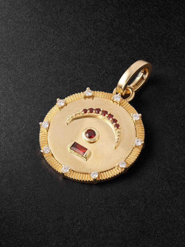 Pause 18-Karat Gold, Garnet and Diamond Pendant Pause 18-Karat Gold, Garnet and Diamond Pendant