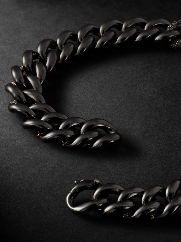 18-Karat Blackened Gold, Ceramic and Diamond Bracelet - BK