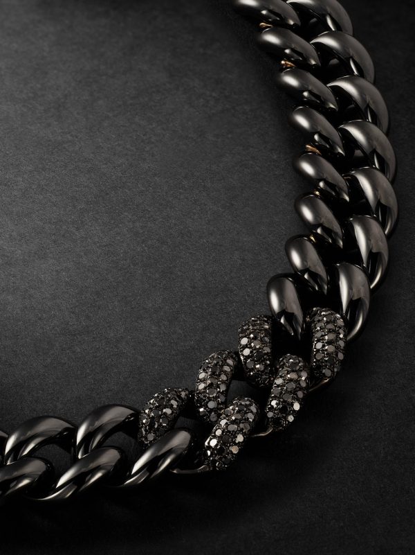 18-Karat Blackened Gold, Ceramic and Diamond Bracelet - CU
