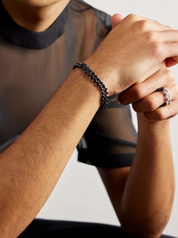 18-Karat Blackened Gold, Ceramic and Diamond Bracelet - E1