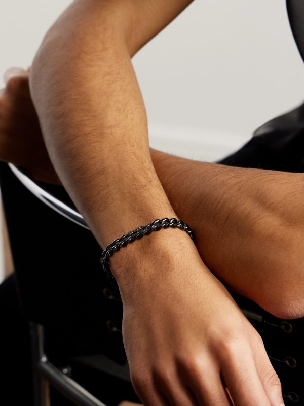 18-Karat Blackened Gold, Ceramic and Diamond Bracelet - FR