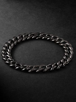 18-Karat Blackened Gold, Ceramic and Diamond Bracelet 18-Karat Blackened Gold, Ceramic and Diamond Bracelet
