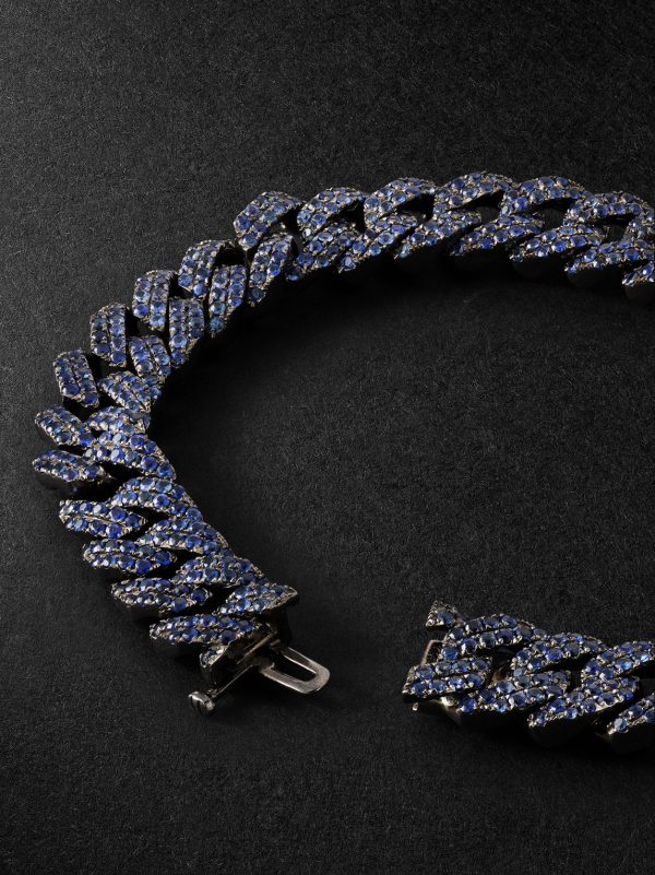 18-Karat Blackened Gold Sapphire Chain Bracelet - BK 18-Karat Blackened Gold Sapphire Chain Bracelet - BK