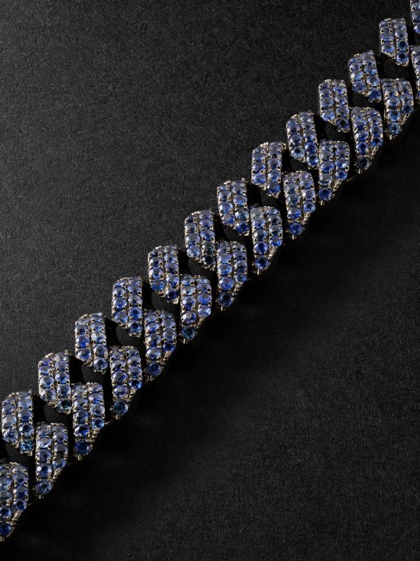 18-Karat Blackened Gold Sapphire Chain Bracelet - CU 18-Karat Blackened Gold Sapphire Chain Bracelet - CU