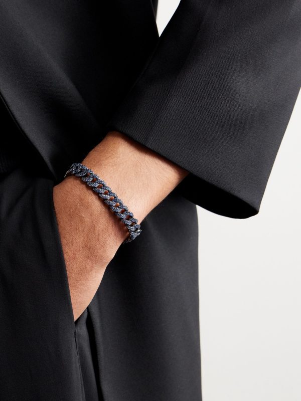 18-Karat Blackened Gold Sapphire Chain Bracelet - FR 18-Karat Blackened Gold Sapphire Chain Bracelet - FR