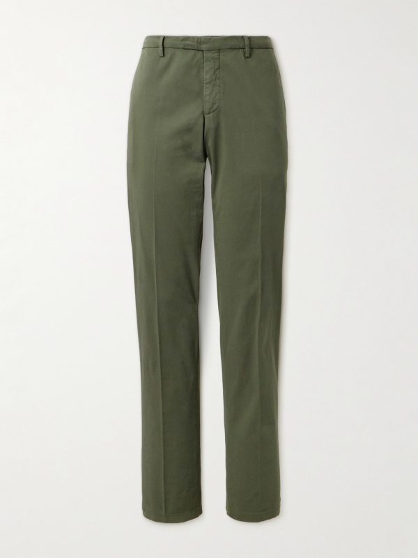 Straight-Leg Cotton-Blend Twill Trousers