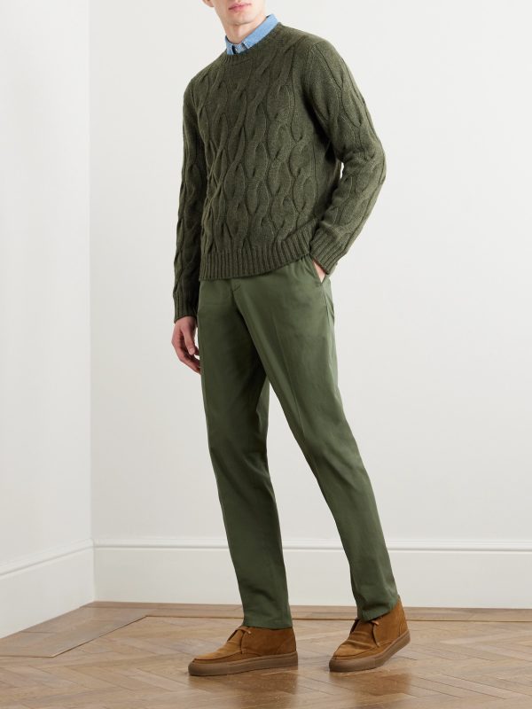 Straight-Leg Cotton-Blend Twill Trousers - OU