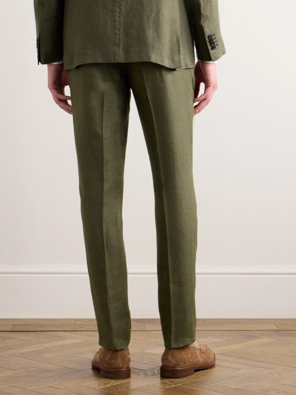 Straight-Leg Linen-Twill Suit Trousers - BK