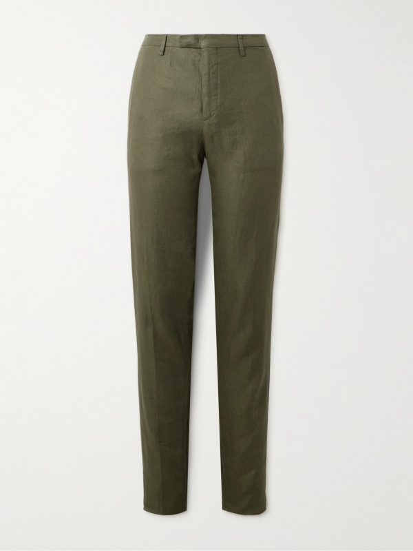 Straight-Leg Linen-Twill Suit Trousers