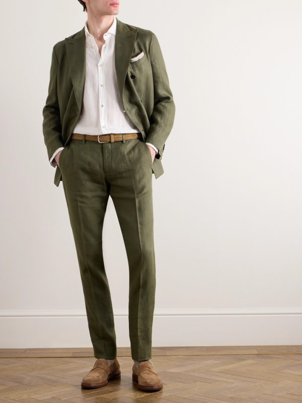 Straight-Leg Linen-Twill Suit Trousers - OU