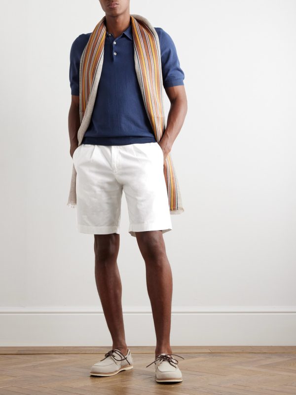 Straight-Leg Pleated Cotton-Blend Twill Bermuda Shorts - OU Straight-Leg Pleated Cotton-Blend Twill Bermuda Shorts - OU