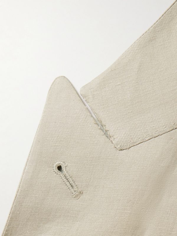 Kei Slim-Fit Double-Breasted Linen and Silk-Blend Suit Jacket - E1 Kei Slim-Fit Double-Breasted Linen and Silk-Blend Suit Jacket - E1