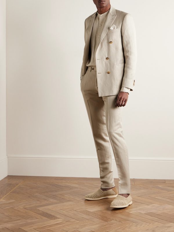 Kei Slim-Fit Double-Breasted Linen and Silk-Blend Suit Jacket - OU Kei Slim-Fit Double-Breasted Linen and Silk-Blend Suit Jacket - OU