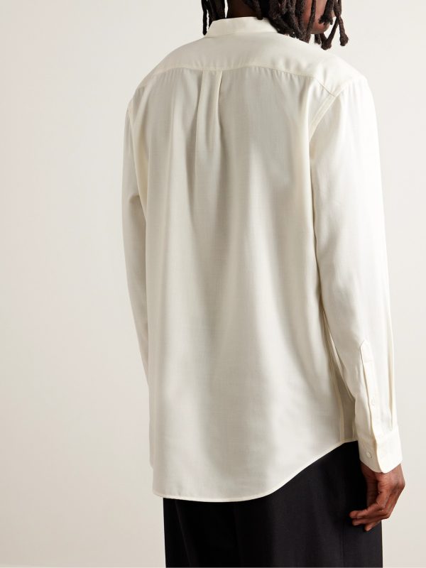 Ollie Grandad-Collar Cashmere-Voile Shirt - BK Ollie Grandad-Collar Cashmere-Voile Shirt - BK