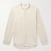 Ollie Grandad-Collar Cashmere-Voile Shirt Ollie Grandad-Collar Cashmere-Voile Shirt