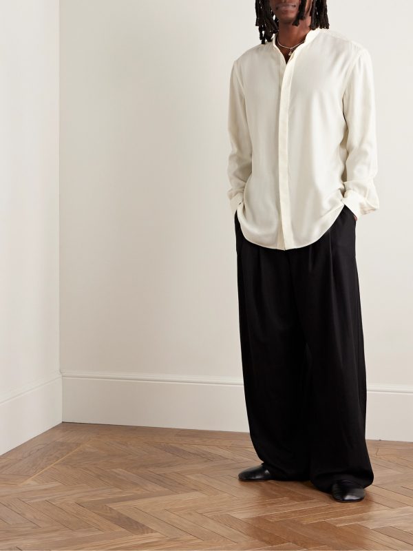 Ollie Grandad-Collar Cashmere-Voile Shirt - OU Ollie Grandad-Collar Cashmere-Voile Shirt - OU