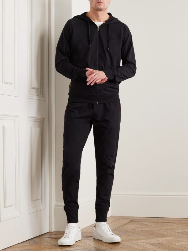 Grosgrain-Trimmed Cotton-Jersey Zip-Up Hoodie - OU Grosgrain-Trimmed Cotton-Jersey Zip-Up Hoodie - OU