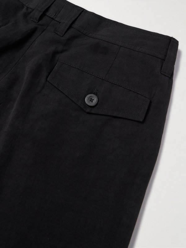 Tapered Pleated Linen, Cotton and Nylon-Blend Trousers - CU
