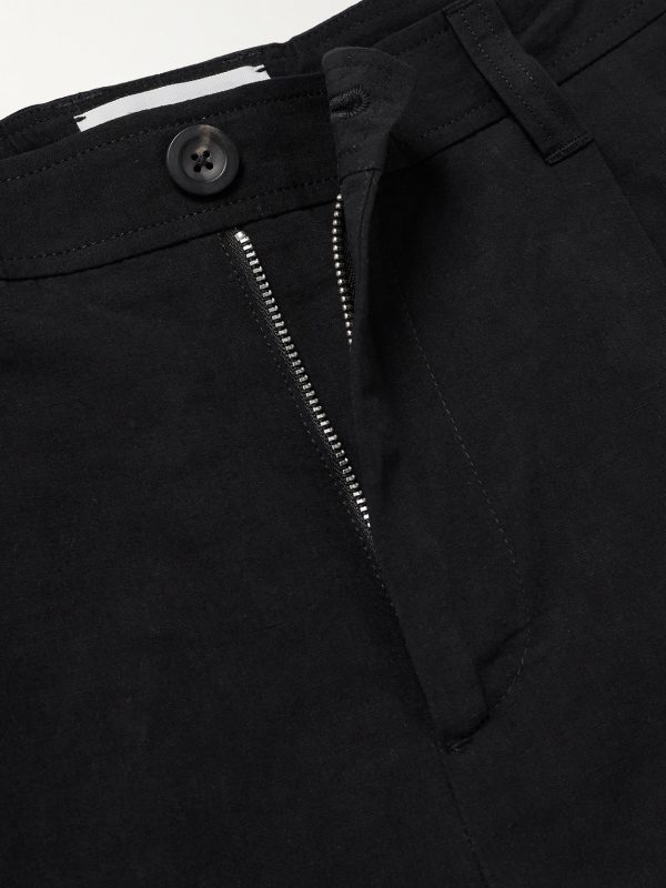 Tapered Pleated Linen, Cotton and Nylon-Blend Trousers - E1