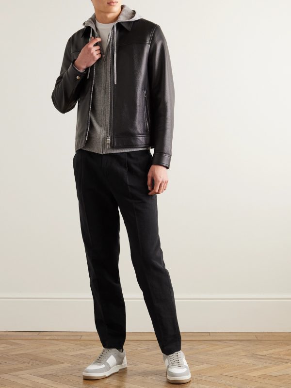Tapered Pleated Linen, Cotton and Nylon-Blend Trousers - OU
