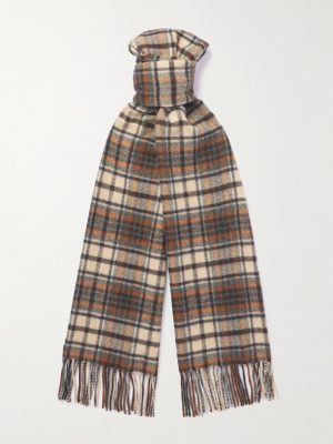 Fringed Checked Cashmere Scarf Fringed Checked Cashmere Scarf