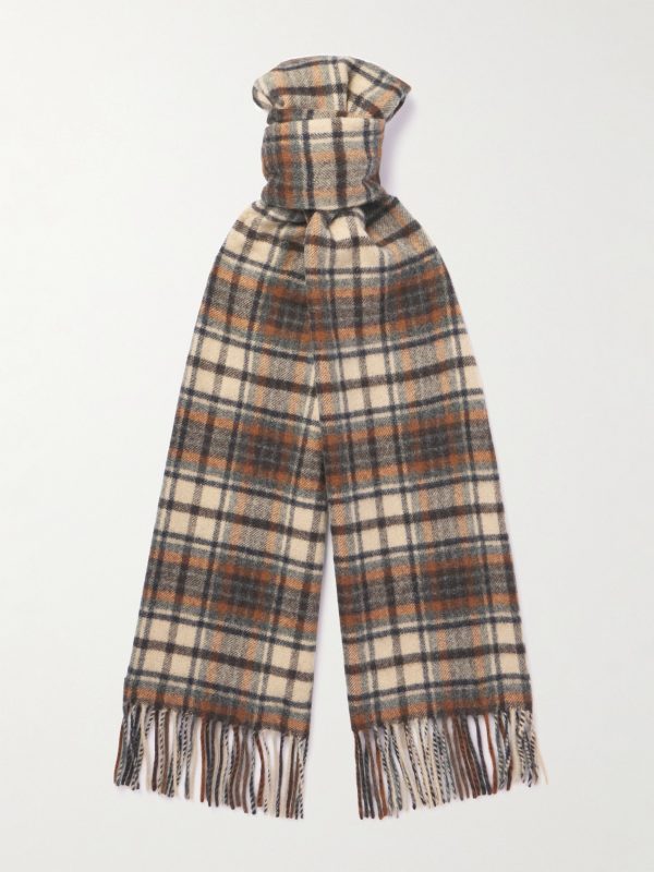 Fringed Checked Cashmere Scarf Fringed Checked Cashmere Scarf