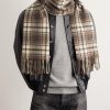 Fringed Checked Cashmere Scarf - OU Fringed Checked Cashmere Scarf - OU