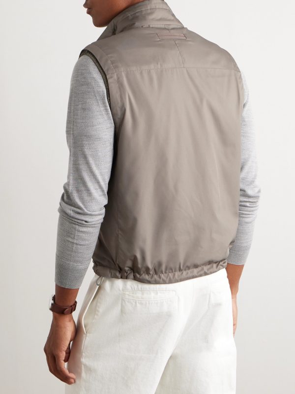 Reversible Shell and Cashmere, Cotton and Silk-Blend Gilet - BK