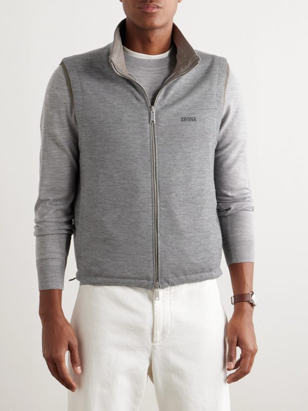 Reversible Shell and Cashmere, Cotton and Silk-Blend Gilet - E1