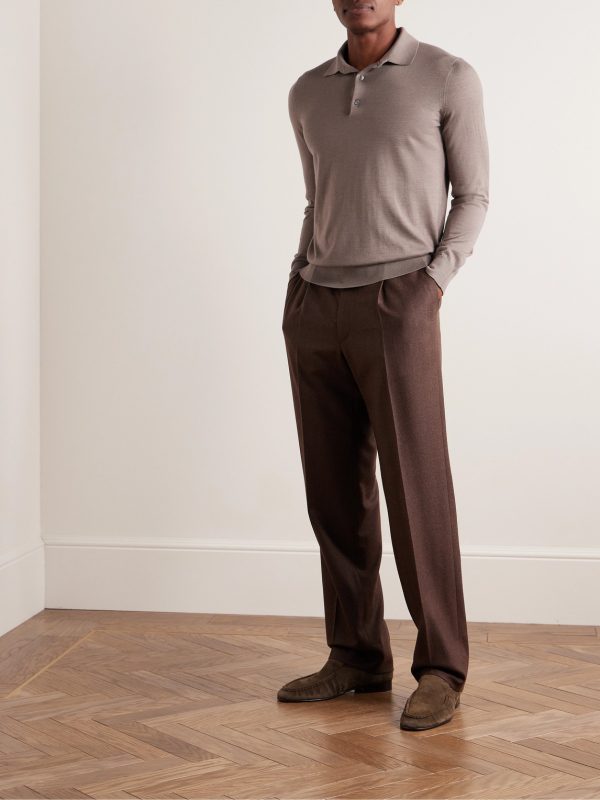 Cashmere and Silk-Blend Polo Shirt - OU Cashmere and Silk-Blend Polo Shirt - OU