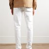 Leather-Trimmed Straight-Leg Jeans - BK Leather-Trimmed Straight-Leg Jeans - BK