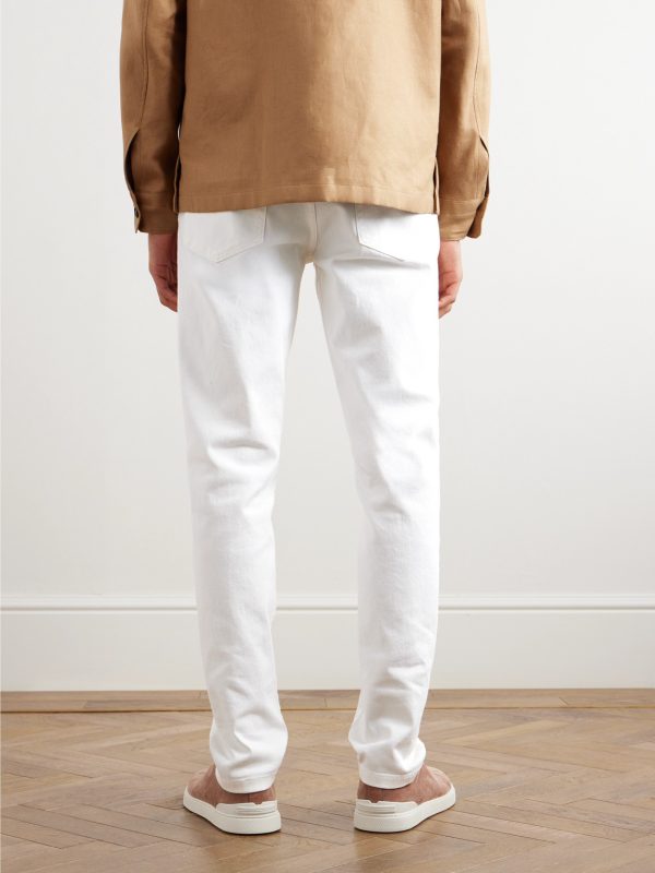 Leather-Trimmed Straight-Leg Jeans - BK Leather-Trimmed Straight-Leg Jeans - BK