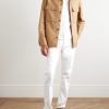 Leather-Trimmed Straight-Leg Jeans - OU Leather-Trimmed Straight-Leg Jeans - OU