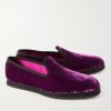 Neal Grosgrain and Leather-Trimmed Velvet Slippers - FR Neal Grosgrain and Leather-Trimmed Velvet Slippers - FR