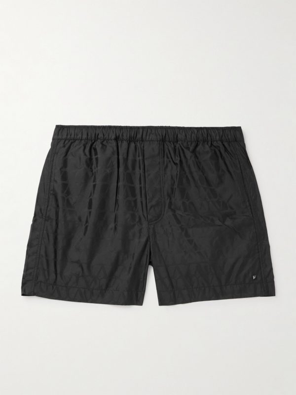 Straight-Leg Mid-Length Logo-Jacquard Swim Shorts Straight-Leg Mid-Length Logo-Jacquard Swim Shorts