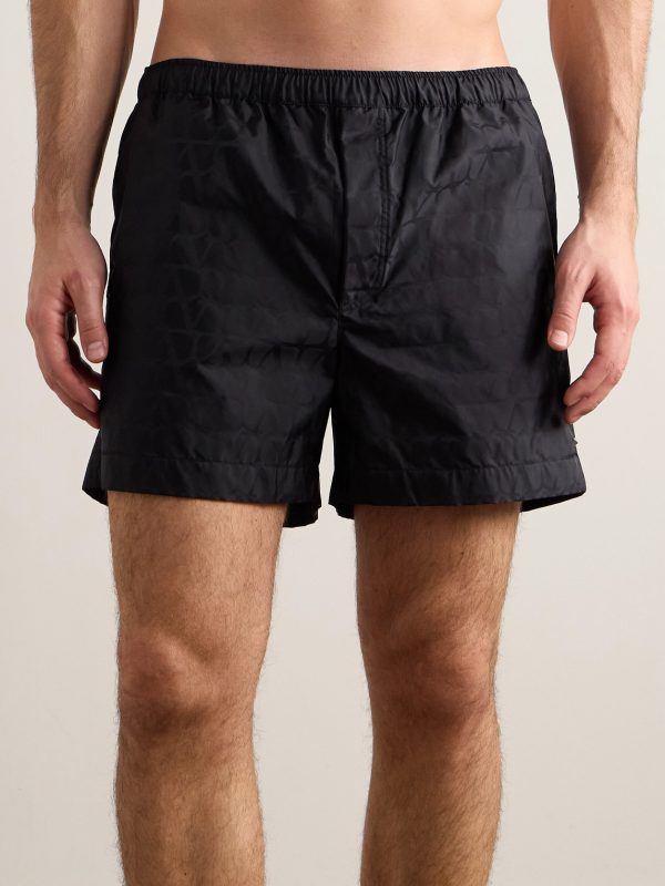 Straight-Leg Mid-Length Logo-Jacquard Swim Shorts - OU Straight-Leg Mid-Length Logo-Jacquard Swim Shorts - OU