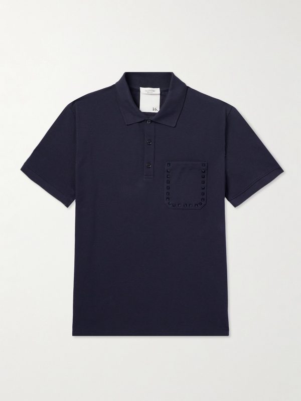 Rockstud Embellished Cotton-Piqué Polo Shirt Rockstud Embellished Cotton-Piqué Polo Shirt