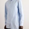 Thursday Logo-Embroidered Striped Cotton-Poplin Shirt - FR Thursday Logo-Embroidered Striped Cotton-Poplin Shirt - FR