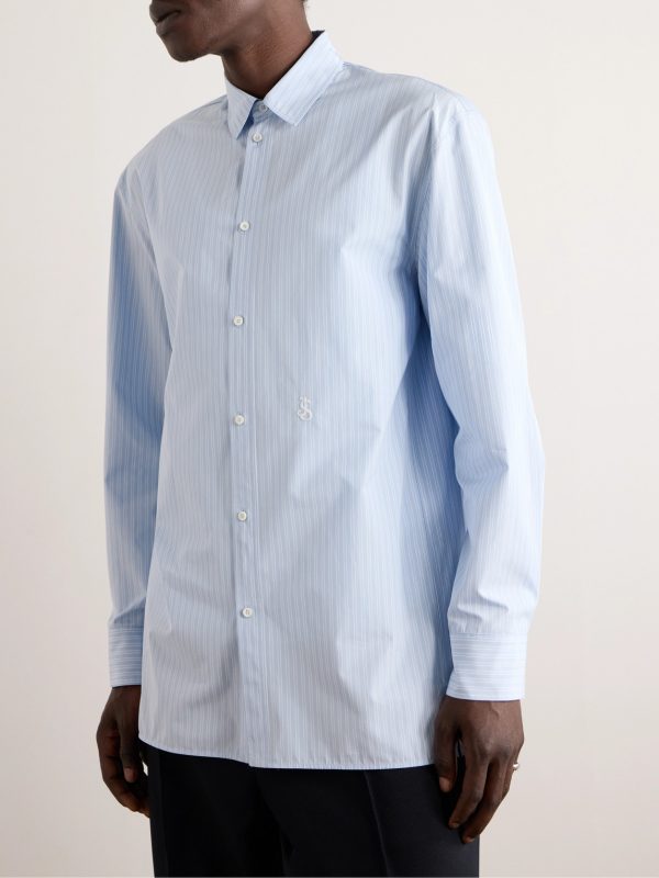 Thursday Logo-Embroidered Striped Cotton-Poplin Shirt - FR Thursday Logo-Embroidered Striped Cotton-Poplin Shirt - FR