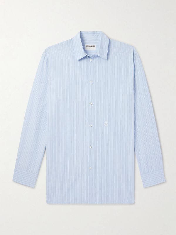 Thursday Logo-Embroidered Striped Cotton-Poplin Shirt Thursday Logo-Embroidered Striped Cotton-Poplin Shirt