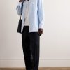 Thursday Logo-Embroidered Striped Cotton-Poplin Shirt - OU Thursday Logo-Embroidered Striped Cotton-Poplin Shirt - OU