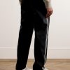 Slim-Fit Tapered Striped Grosgrain-Trimmed Wool-Blend Gabardine Sweatpants - BK Slim-Fit Tapered Striped Grosgrain-Trimmed Wool-Blend Gabardine Sweatpants - BK