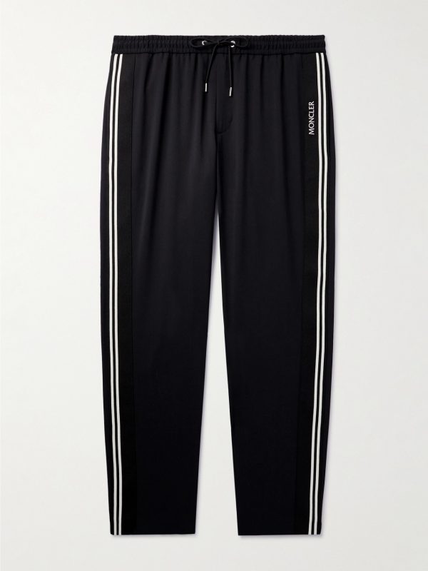 Slim-Fit Tapered Striped Grosgrain-Trimmed Wool-Blend Gabardine Sweatpants Slim-Fit Tapered Striped Grosgrain-Trimmed Wool-Blend Gabardine Sweatpants