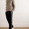Slim-Fit Tapered Striped Grosgrain-Trimmed Wool-Blend Gabardine Sweatpants - OU Slim-Fit Tapered Striped Grosgrain-Trimmed Wool-Blend Gabardine Sweatpants - OU