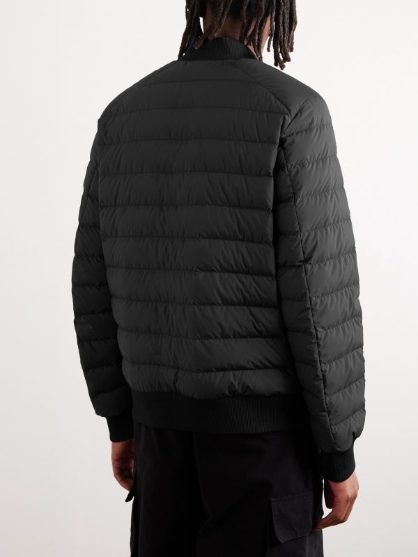 Striped Quilted Shell Down Bomber Jacket - BK Striped Quilted Shell Down Bomber Jacket - BK