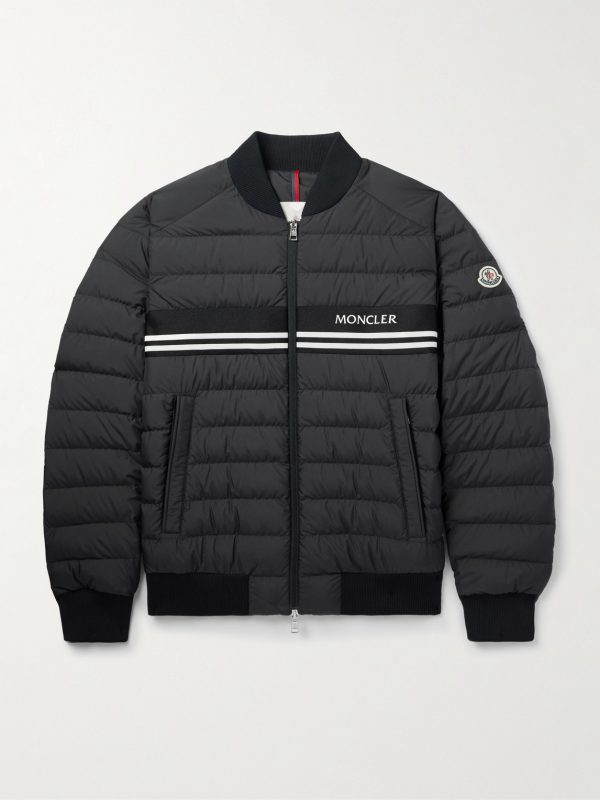 Striped Quilted Shell Down Bomber Jacket Striped Quilted Shell Down Bomber Jacket