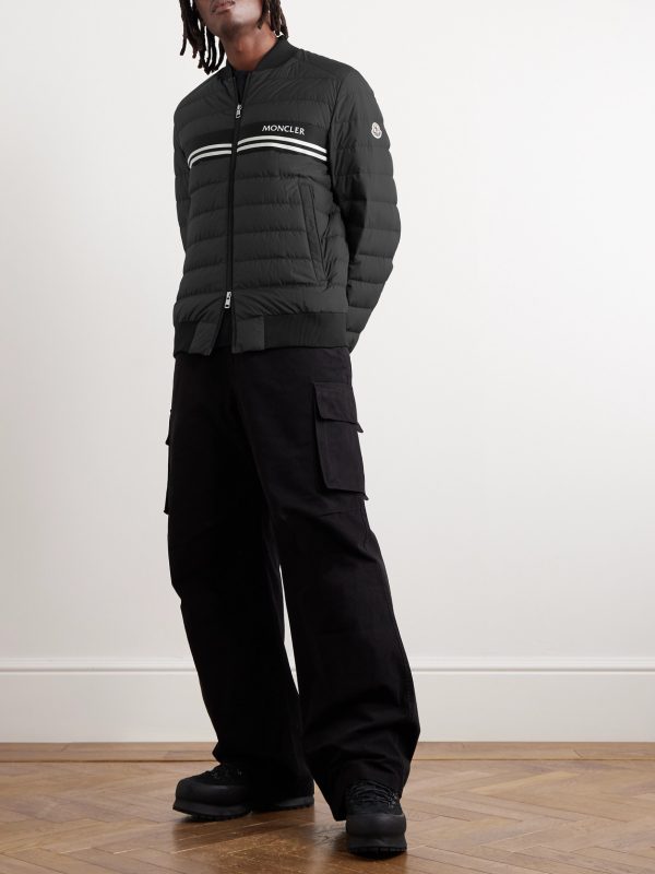Striped Quilted Shell Down Bomber Jacket - OU Striped Quilted Shell Down Bomber Jacket - OU