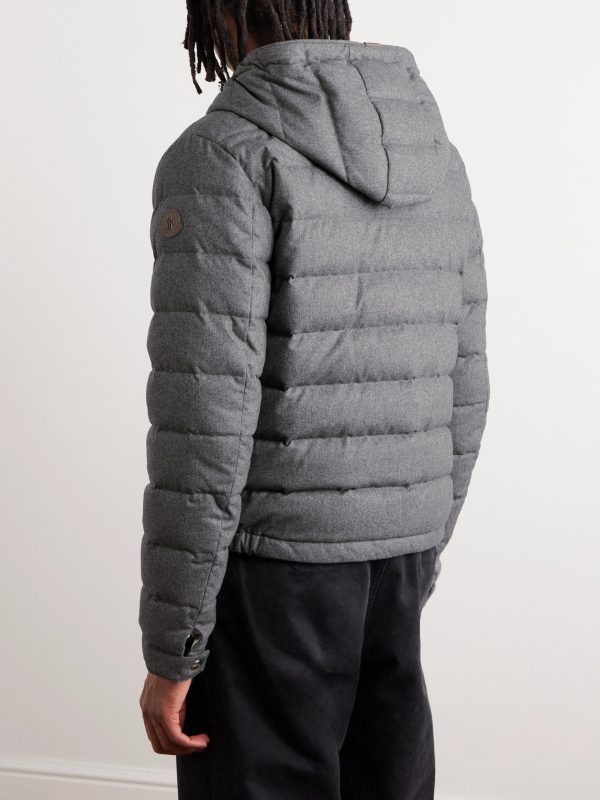 Redessau Logo-Appliquéd Quilted Flannel Hooded Down Jacket - BK Redessau Logo-Appliquéd Quilted Flannel Hooded Down Jacket - BK